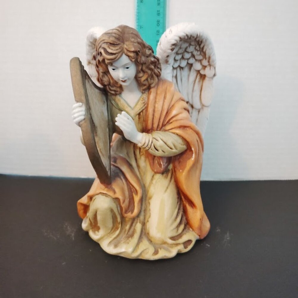 O'Well Grandeur Noel, Angel Kneeling Playing a Harp Easter Christmas Holidays